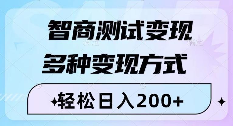 智商测试变现，轻松日入200+，几分钟一个视频，多种变现方式-网赚项目平台