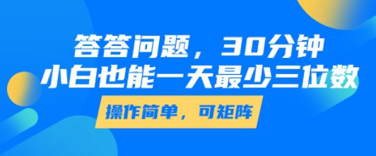 答答问题，30分钟，小白也能一天最少也有三位数，操作简单-网赚项目平台