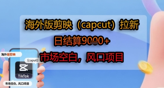 海外版剪映(capcut)拉新，日结算1k+，市场空白，风口项目-网赚项目平台