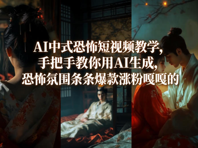 AI中式恐怖短视频教学，手把手教你用AI生成，恐怖氛围条条爆款涨粉嘎嘎的-网赚项目平台