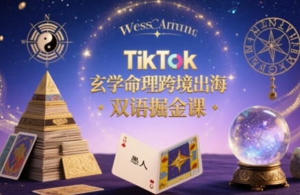 TikTok玄学命理跨境出海双语掘金课，手把手教你用命理知识精准直击海外用户痛点-网赚项目平台