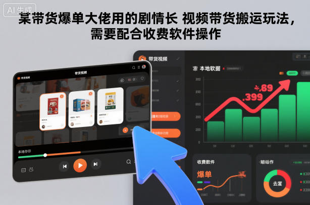 某带货爆单大佬用的剧情长视频带货搬运玩法,需要配合收费软件操作-网赚项目平台
