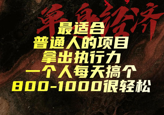 最适合普通人的项目，拿出执行力一个人每天搞个800-1k很轻松【揭秘】-网赚项目平台