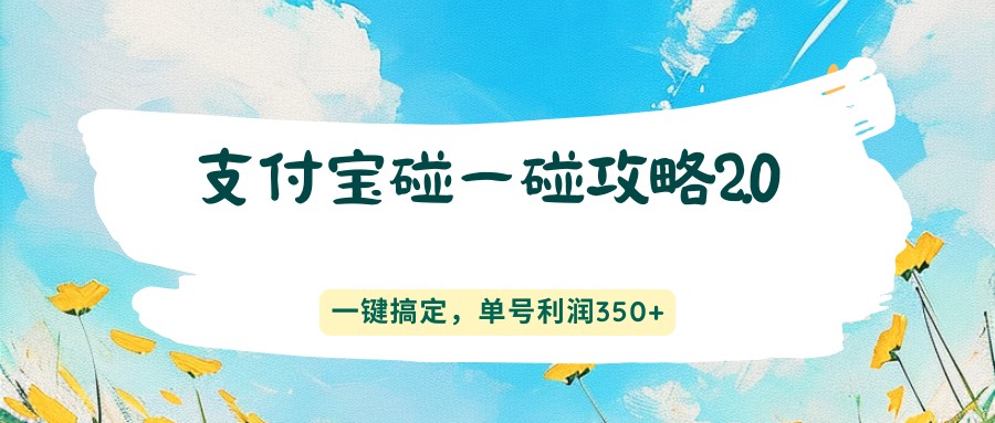 支付宝碰一碰攻略2.0,一键搞定,单号利润350+-网赚项目平台