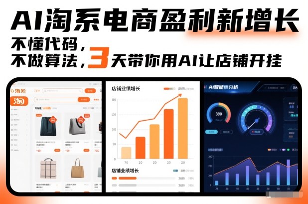 AI淘系电商盈利新增长，不懂代码，不做算法，3天带你用AI让店铺开挂-网赚项目平台