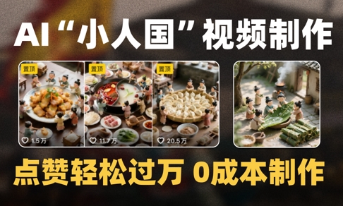爆款1000W+播放微缩景观迷你小人国AI视频0成本制作全流程教学-网赚项目平台