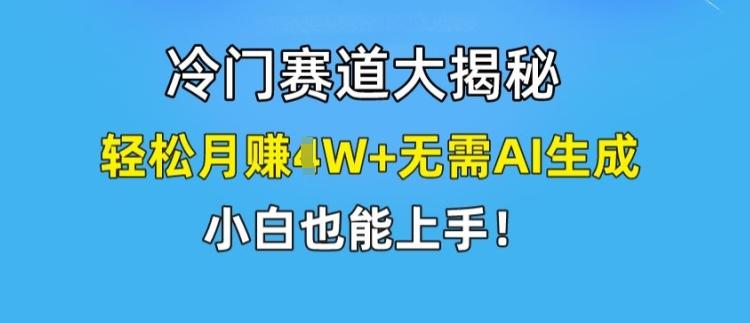 冷门赛道大揭秘，轻松月赚1W+无需AI生成，小白也能上手【揭秘】-网赚项目平台