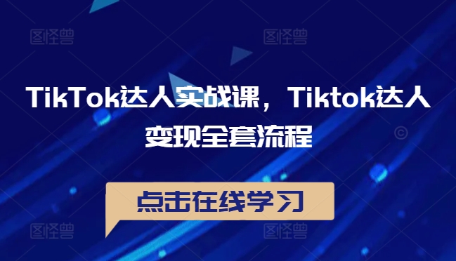 TikTok达人实战课，Tiktok达人变现全套流程-网赚项目平台