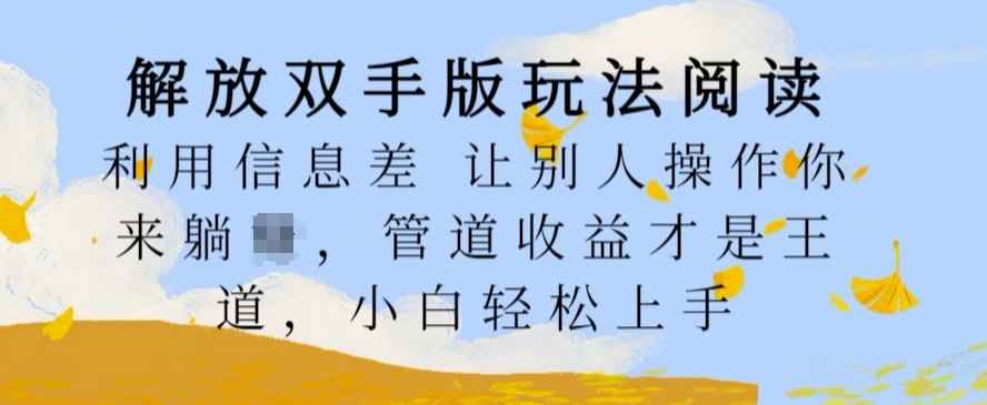 解放双手版玩法阅读，利用信息差让别人操作你来躺Z，管道收益才是王道，小白轻松上手【揭秘】-网赚项目平台