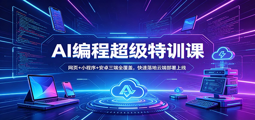 AI编程超级特训课：网页+小程序+安卓三端全覆盖，快速落地云端部署上线-网赚项目平台