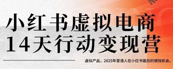 小红书虚拟电商14天变现训练营,虚拟产品,2025年普通人在小红书最后的搞钱机会(更新)-网赚项目平台
