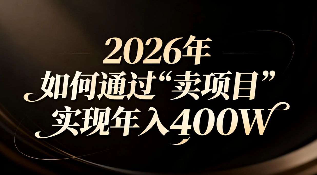2026年如何通过“卖项目”实现年入百万-网赚项目平台