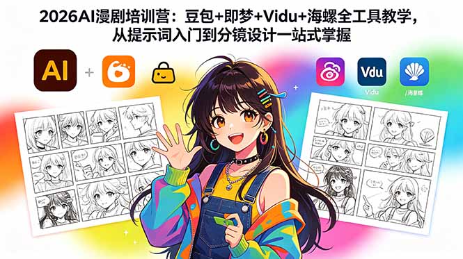 2026AI漫剧培训营：豆包+即梦+Vidu+海螺全工具教学，从提示词入门到分镜设计一站式掌握-网赚项目平台