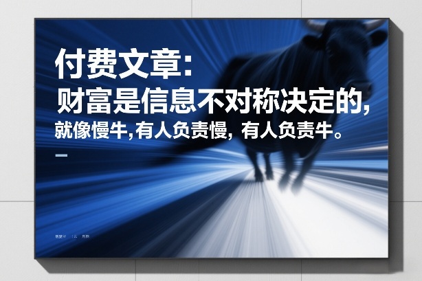 付费文章：财富是信息不对称决定的，就像慢牛，有人负责慢，有人负责牛-网赚项目平台