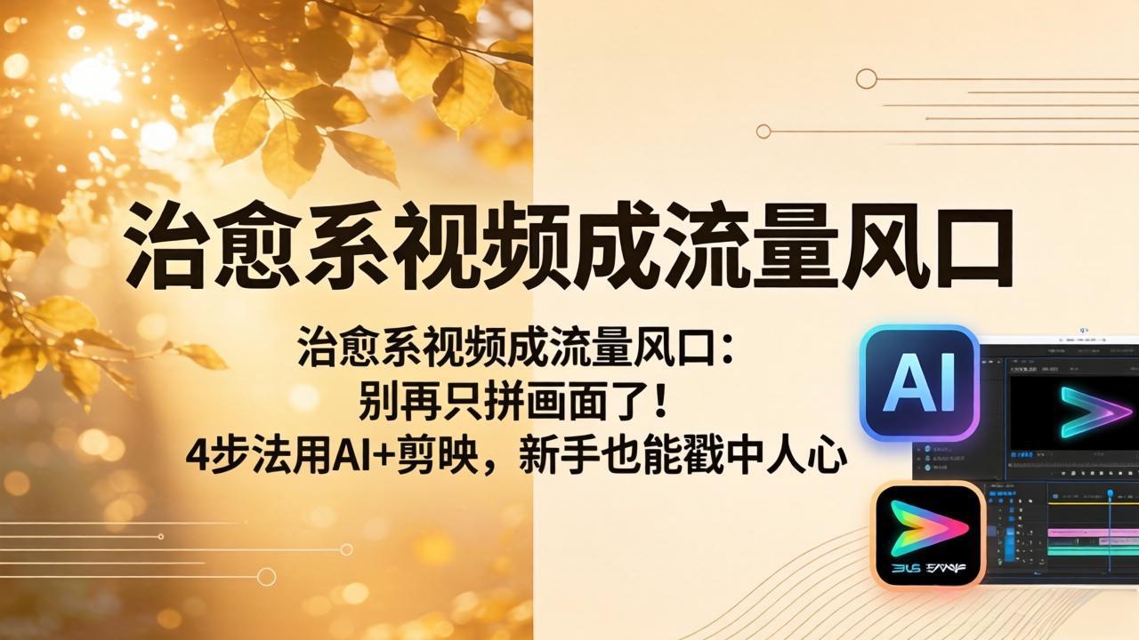 治愈系视频成流量风口：别再只拼画面了！4步法用AI+剪映，新手也能戳中人心-网赚项目平台