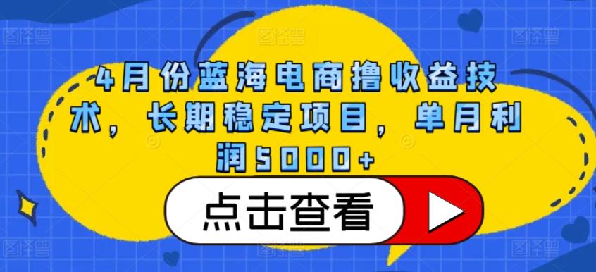 4月份蓝海电商撸收益技术，长期稳定项目，单月利润5000+【揭秘】-网赚项目平台