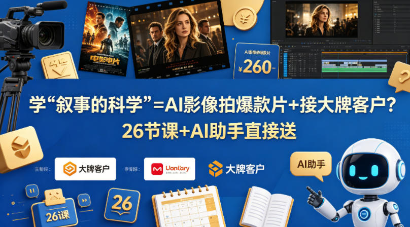 学《叙事的科学》=AI影像拍爆款片+接大牌客户？26节课+AI助手直接送【原创双语字幕】-网赚项目平台