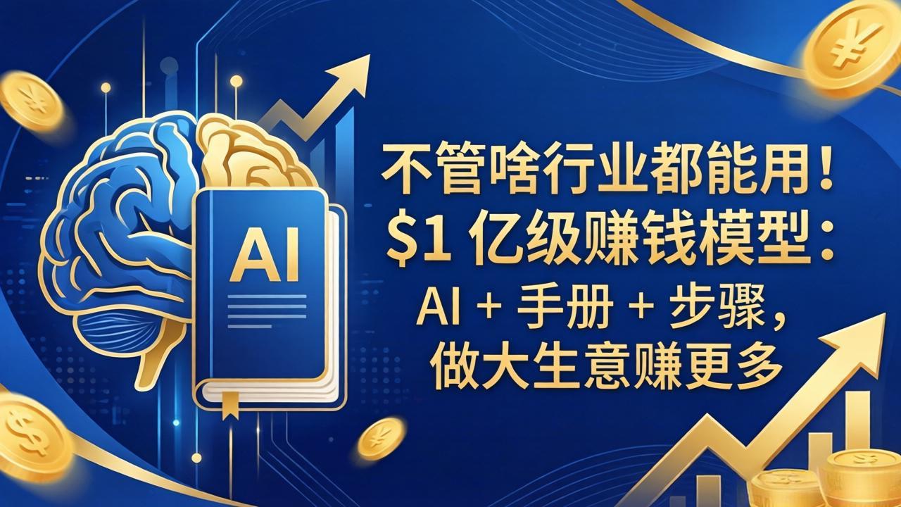 不管啥行业都能用！$1 亿级赚钱模型：AI + 手册 + 步骤，做大生意赚更多-网赚项目平台