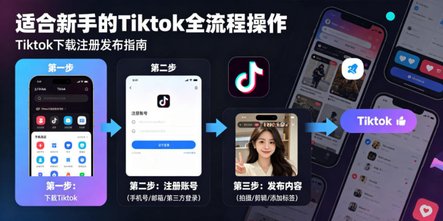 Tiktok下载注册发布，适合新手的Tiktok全流程操作-网赚项目平台
