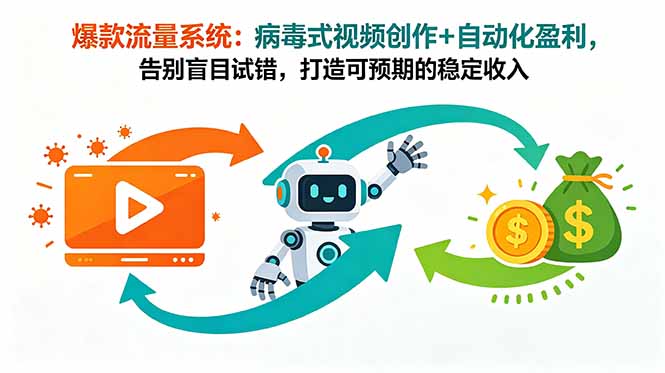 爆款流量系统：病毒式视频创作+自动化盈利，告别盲目试错，打造可预期的稳定收入-网赚项目平台