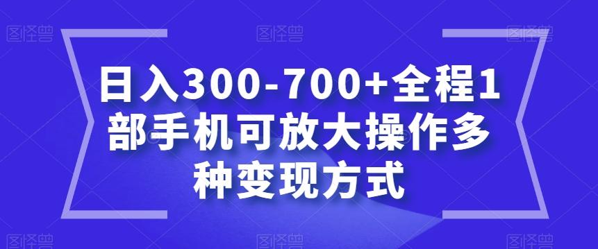 日入300-700+全程1部手机可放大操作多种变现方式【揭秘】-网赚项目平台