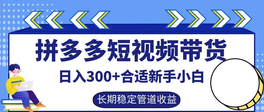 拼多多短视频带货日入300+，实操账户展示看就能学会-网赚项目平台