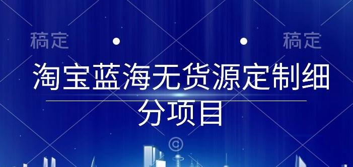 淘宝蓝海无货源定制细分项目，从0到起店实操全流程【揭秘】-网赚项目平台