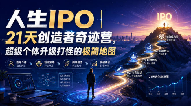 人生IPO︱21天创造者奇迹营,超级个体升级打怪的极简地图-网赚项目平台