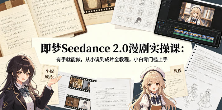即梦Seedance 2.0漫剧实操课：有手就能做，从小说到成片全教程，小白零门槛上手-网赚项目平台