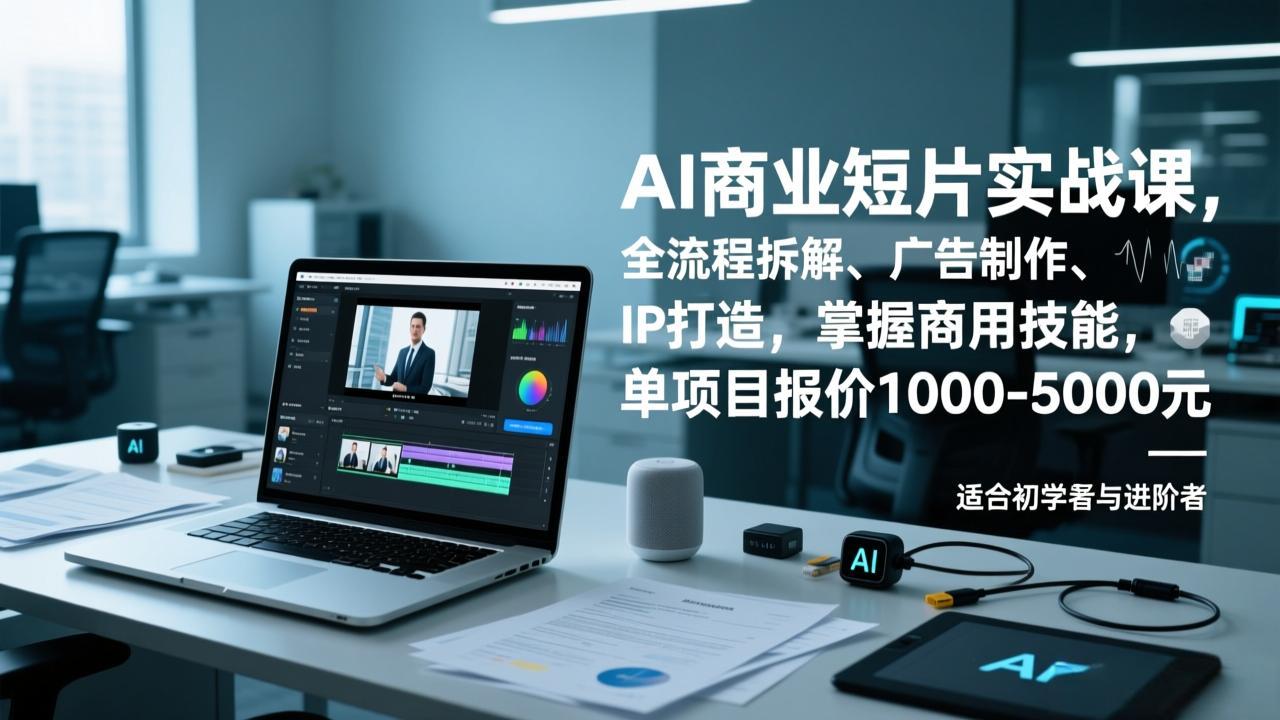 AI商业短片实战课，全流程拆解、广告制作、IP打造，掌握商用技能，单项目报价1000-5000元-网赚项目平台