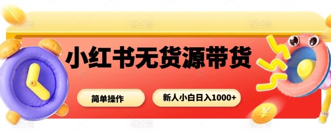 小红书无货源带货项目,简单无脑,新人小白日入多张-网赚项目平台