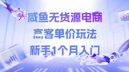 咸鱼无货源电商，高客单价玩法，新手1个月入门-网赚项目平台