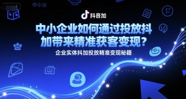 中小企业如何通过投放抖加带来精准获客变现？企业实体抖加投放精准变现秘籍-网赚项目平台