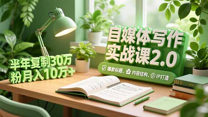 自媒体写作实战课2.0,爆款标题、内容结构、IP打造,半年复制30万粉月入10万+-网赚项目平台
