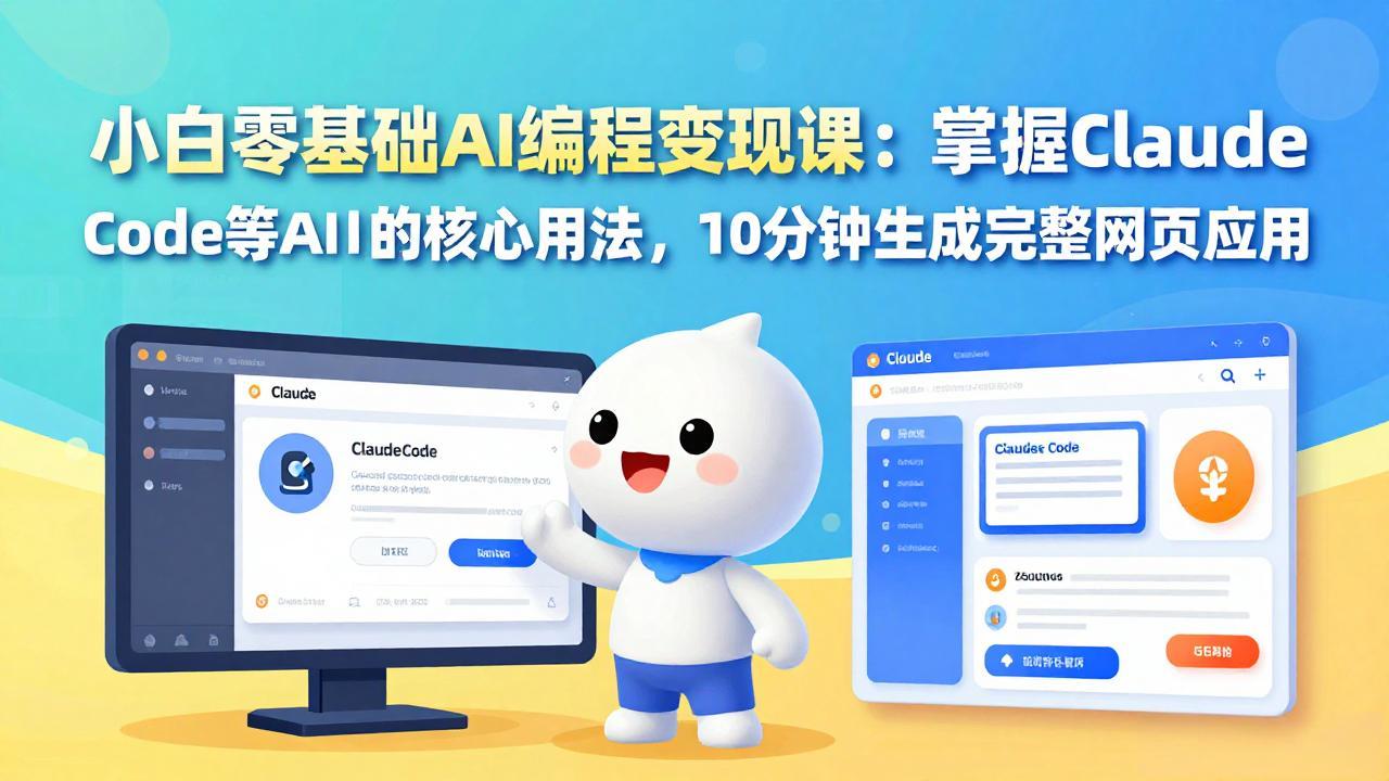 小白零基础AI编程变现课：掌握Claude Code等AI工具的核心用法，10分钟生成完整网页应用-网赚项目平台