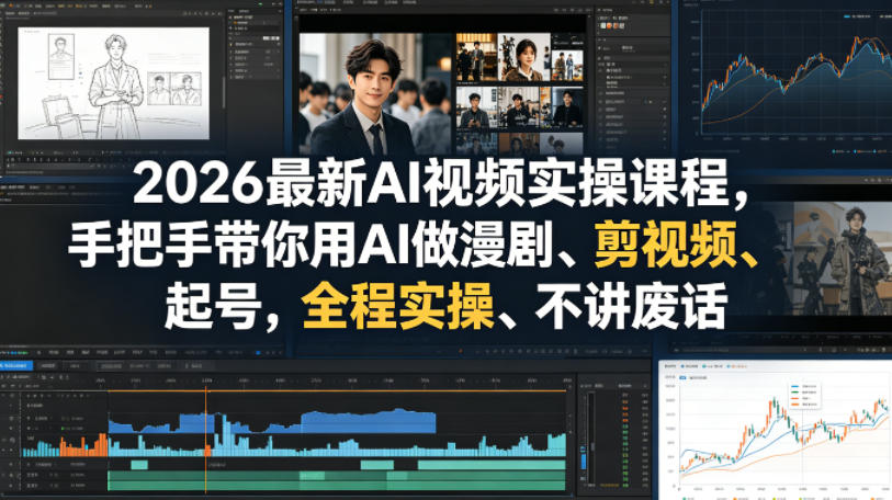 2026最新AI视频实操课程，手把手带你用AI做漫剧、剪视频、起号，全程实操、不讲废话-网赚项目平台