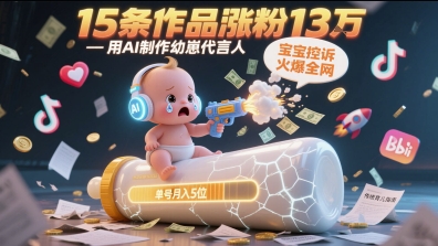 用AI制作幼崽代言人，宝宝的控诉火爆全网，15条作品涨粉13W，单号月入5位数实操教程-网赚项目平台