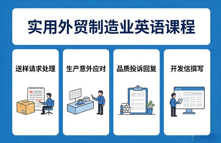 实用外贸制造业英语课程，教你专业处理送样请求、应对生产意外、回复品质投诉、撰写开发信等-网赚项目平台