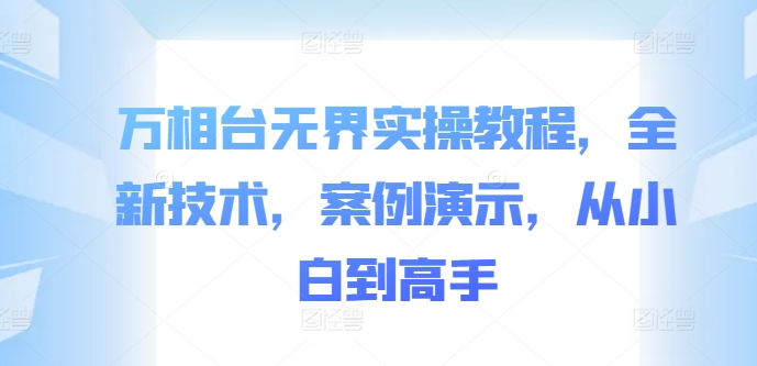 万相台无界实操教程，全新技术，案例演示，从小白到高手-网赚项目平台