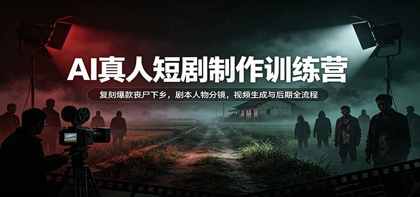 AI真人短剧制作训练营：复刻爆款丧尸下乡，剧本人物分镜，视频生成与后期全流程-网赚项目平台
