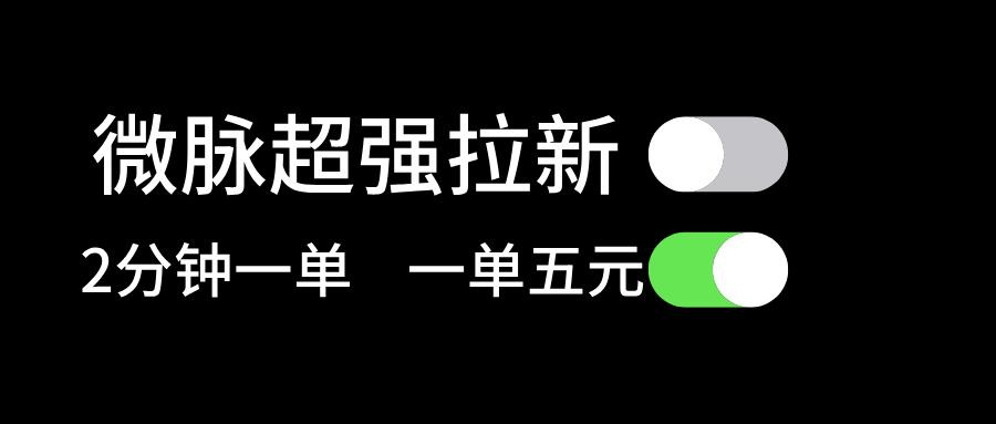 微脉超强拉新， 两分钟1单， 一单利润5块，适合小白-网赚项目平台