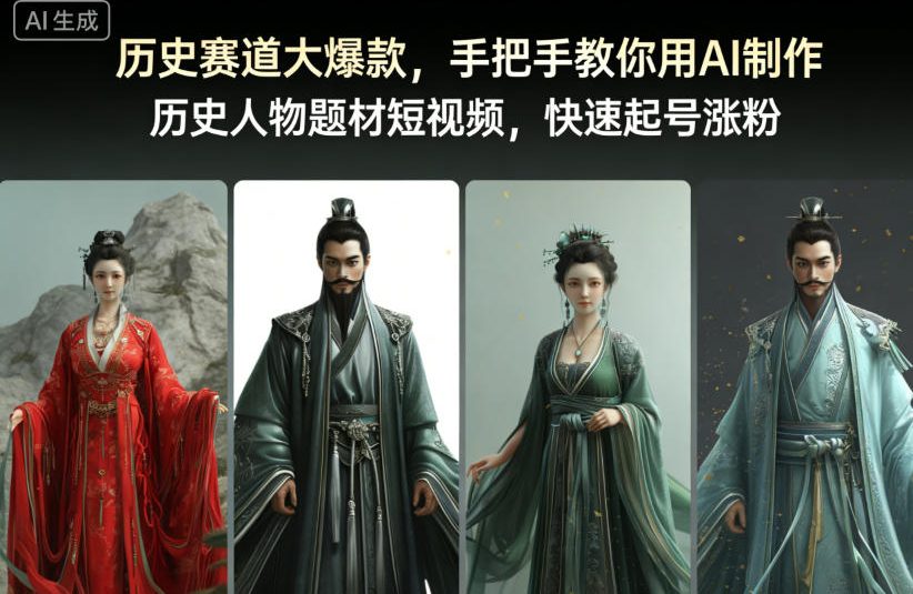 历史赛道大爆款，手把手教你用AI制作历史人物题材短视频，快速起号涨粉-网赚项目平台