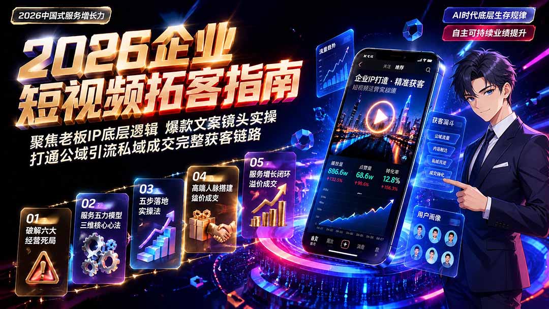 2026AI时代服务增长力实战课-无水印｜五力模型三维心法教学，破解门店客源流失低价内卷实现长效业绩增长-网赚项目平台