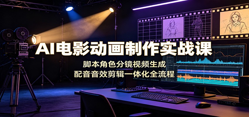 AI电影动画制作实战课：脚本角色分镜视频生成，配音音效剪辑一体化全流程-网赚项目平台