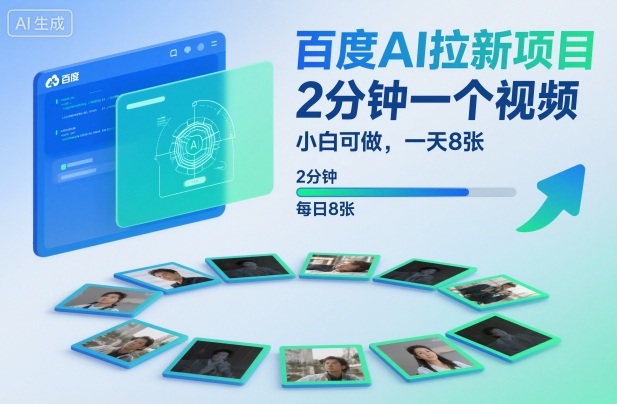 百度AI拉新项目，2分钟一个视频，小白可做，一天8张【附案例+保姆级教程】-网赚项目平台