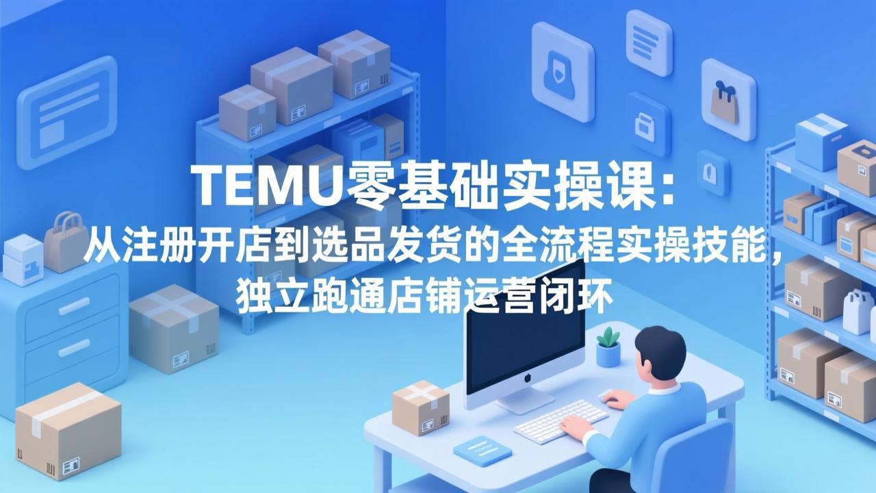 TEMU零基础实操课：从注册开店到选品发货的全流程实操技能，独立跑通店铺运营闭环-网赚项目平台