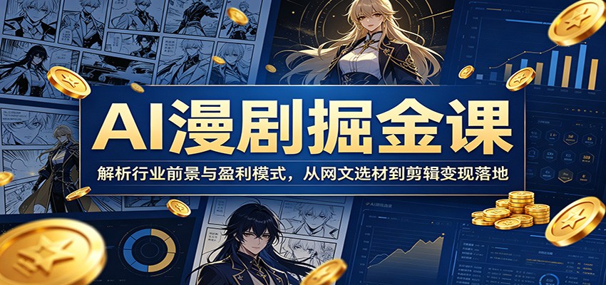 AI漫剧掘金课：解析行业前景与盈利模式，从网文选材到剪辑变现落地-网赚项目平台