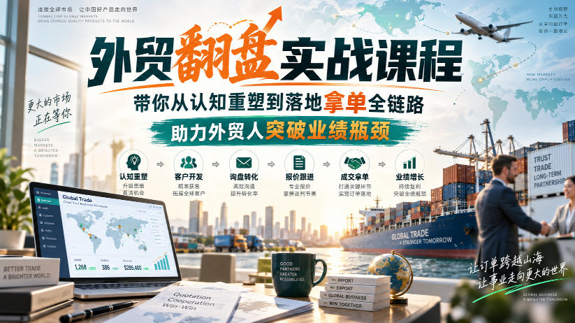 外贸翻盘实战课程，带你从认知重塑到落地拿单全链路，助力外贸人突破业绩瓶颈-网赚项目平台