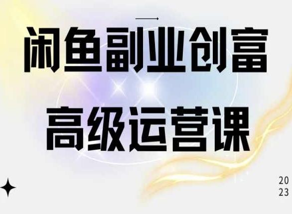 闲鱼电商运营高级课程，一部手机学会闲鱼开店赚钱-网赚项目平台