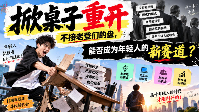 某公众号付费文章:掀桌子重开,不接老登们的盘,能否成为年轻人的新赛道?-网赚项目平台